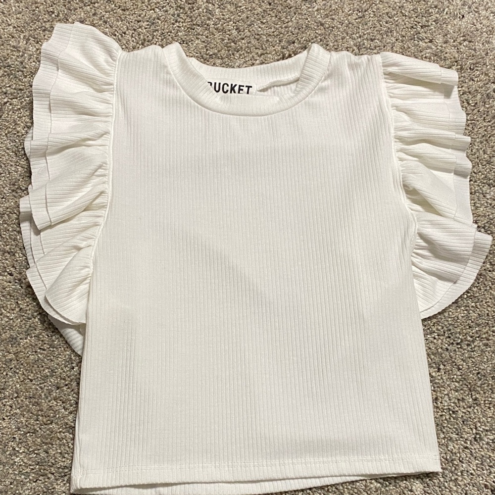 White Ruffled Sleeve Top